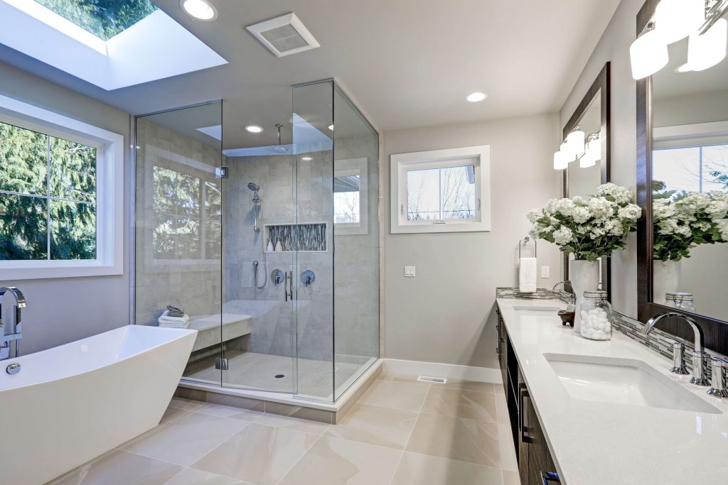 Modern bathroom with fresh coat of applied by professional Painters i Northern Virginia